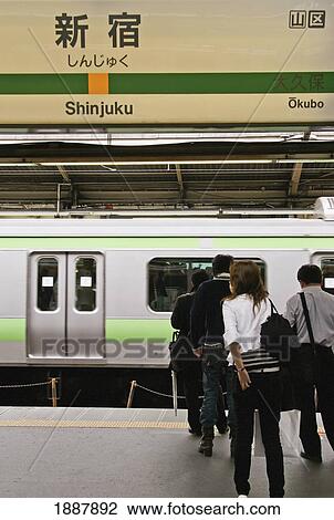 Commuters On Platform Of Shinjuku Station View Large Photo Image Stock Image - Commuters On Platform Of Shinjuku Station. Fotosearch