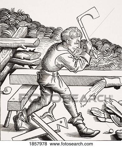 Companion Carpenter. 19Th Century Reproduction Of 15Th Century Woodcut From Chronique De Nuremberg View Large Photo Image Stock Photo - Companion Carpenter. 19Th Century Reproduction Of 15Th Century Woodcut From Chronique De Nuremberg. Fotosearch