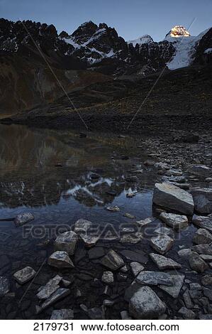 Stock Image - Condorri peak at dawn Cordillera Real Bolivia. Fotosearch