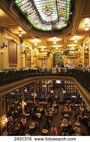 Stock Photograph - Confeitaria Colombo cafe-restaurant in downtown district; Rio de Janeiro, Brazil. Fotosearch