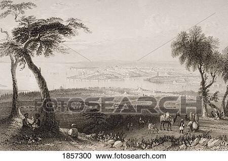 Stock Image - Constantinople From Above Scutari, Chrysopolis, On The Asian Side. Engraved By R. Brandard After W. H. Bartlett.. Fotosearch