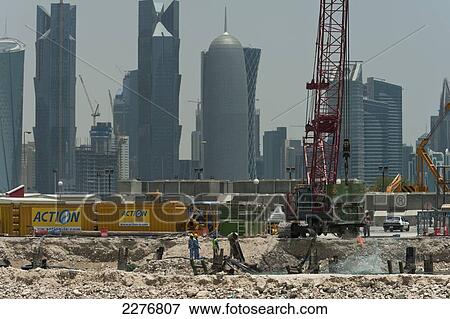 Construction work in the harbour; Doha, Qatar View Large Photo Image Stock Photo - Construction work in the harbour; Doha, Qatar. Fotosearch
