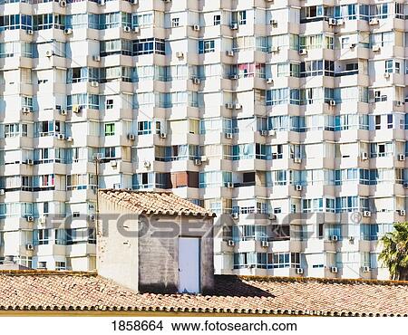 Picture - Contrasting Old And New Architecture; Torremolinos, Malaga, Spain. Fotosearch