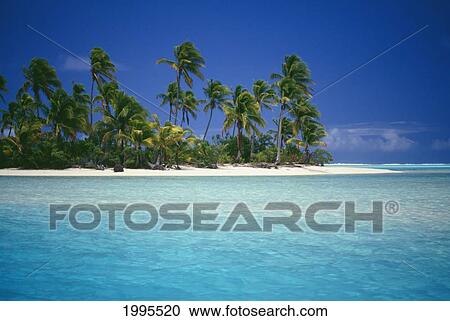 Cook Islands, Coastal Scenic Of Island With Palm Trees, Beach, Blue Water View Large Photo Image Stock Image - Cook Islands, Coastal Scenic Of Island With Palm Trees, Beach, Blue Water. Fotosearch