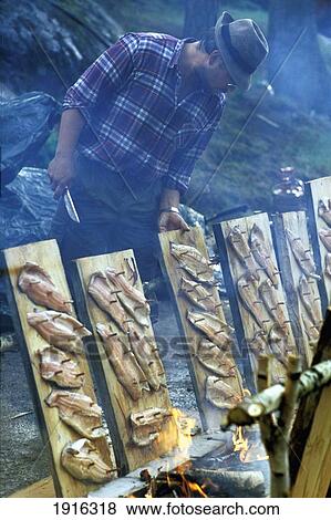 Stock Photo - Cooling Salmon Outdoors In The Summer ÃƒÆ’Ã‚Â¡. Fotosearch