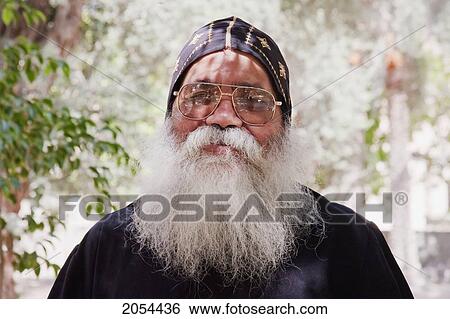 Stock Photograph - Coptic Monk At The St. Bishoy Monastery, Wadi El Natrun, Egypt. Fotosearch