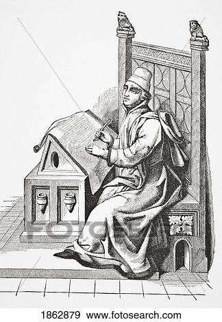 Copyist Writing On A Sheet Of Vellum. After A Miniature From A 15Th Century Manuscript. From Science And Literature In The Middle Ages By Paul Lacroix Published London 1878 View Large Photo Image Stock Photo - Copyist Writing On A Sheet Of Vellum. After A Miniature From A 15Th Century Manuscript. From Science And Literature In The Middle Ages By Paul Lacroix Published London 1878. Fotosearch