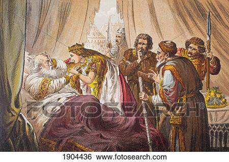 Stock Photograph - Cordelia Speaks In King Lear, Act Iv, Scene Vii By William Shakeseare. Sir, Do You Know Me? Drawn And Etched By Robert Dudley. From The Illustrated Library Shakspeare, Published London 1890.. Fotosearch