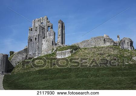 Stock Image - Corfe Castle; Corfe Dorset England. Fotosearch