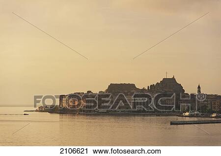 Corfu old town at dawn; Greece View Large Photo Image Stock Image - Corfu old town at dawn; Greece. Fotosearch