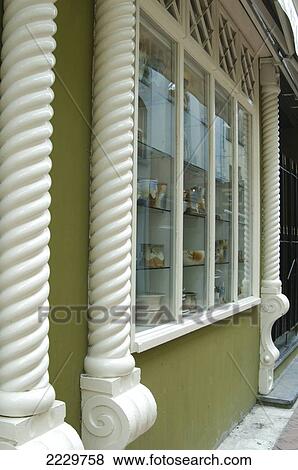 Cork, Ireland, European Capital Of Culture 2005. Barley Twist Pillars On Potter Shop In French Quarter. Copyright View Large Photo Image Stock Photo - Cork, Ireland, European Capital Of Culture 2005. Barley Twist Pillars On Potter Shop In French Quarter. Copyright. Fotosearch