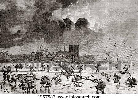 Corner Of The Saint Michel Bridge During The Hurricane Which Hit Paris March 8, 1868. From L'univers Illustre Published In Paris In 1868. View Large Photo Image Stock Image - Corner Of The Saint Michel Bridge During The Hurricane Which Hit Paris March 8, 1868. From L'univers Illustre Published In Paris In 1868.. Fotosearch