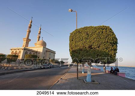 Picture - Corniche And Mosque Of Hamza, Suez, South Sinai, Egypt. Fotosearch
