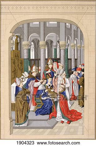 Stock Image - Coronation Of Charles V, King Of France, Called The Wise, May 1364. From Les Artes Au Moyen Age, Published Paris 1873.. Fotosearch