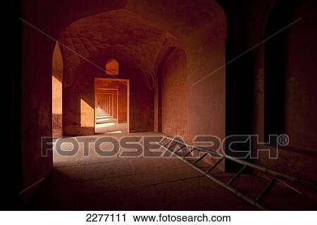 Corridor of red sandstone in buildings beside the Taj Mahal, Agra, India. View Large Photo Image Stock Image - Corridor of red sandstone in buildings beside the Taj Mahal, Agra, India.. Fotosearch