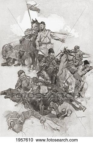 Stock Image - Cossacks Fighting In Hollow Square Formation. From The Century Illustrated Monthly Magazine, May To October 1904.. Fotosearch