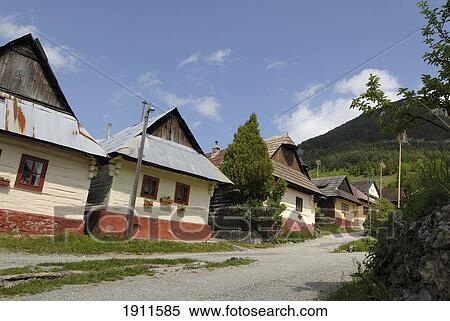 Stock Photography - Cottages In Village Of Vlkolinec, Slovakia. Fotosearch