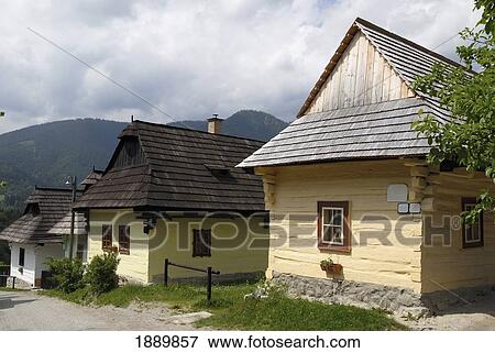 Cottages In Vlkolinec Village View Large Photo Image Stock Photo - Cottages In Vlkolinec Village. Fotosearch