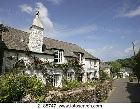 Stock Photo - Country cottage; Dittisham, Devon, England. Fotosearch