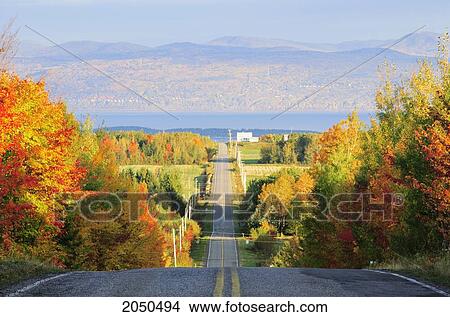 Country Road With St. Lawrence River And Mountains At Sunrise, Saint-Pascal, Bas-Saint-Laurent Region, Quebec View Large Photo Image Picture - Country Road With St. Lawrence River And Mountains At Sunrise, Saint-Pascal, Bas-Saint-Laurent Region, Quebec. Fotosearch