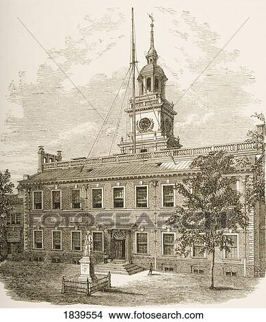 Picture - County Court House Or Independence Hall, Philadelphia Pennsylvania In 1870S. From American Pictures Drawn With Pen And Pencil By Rev Samuel Manning Circa 1880. Fotosearch