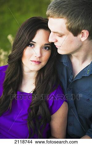 Picture - Couple Embracing In A Nature Reserve; Newport Beach California Usa. Fotosearch