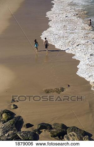 Couple Walking On Bondi Beach View Large Photo Image Stock Photograph - Couple Walking On Bondi Beach. Fotosearch