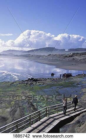 Couple Walking On Wooden Walkway By Coast, High Angle View View Large Photo Image Stock Image - Couple Walking On Wooden Walkway By Coast, High Angle View. Fotosearch