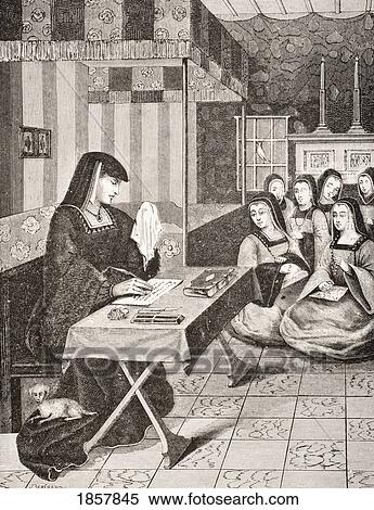 Court Of The Ladies Of Queen Anne Of Brittany 1477 To 1514. 19Th Century Reproduction Of 16Th Century Miniature From Epistres Envoyees Au Roi. Queen Weeping Because Husband Absent During Italian War. View Large Photo Image Stock Photography - Court Of The Ladies Of Queen Anne Of Brittany 1477 To 1514. 19Th Century Reproduction Of 16Th Century Miniature From Epistres Envoyees Au Roi. Queen Weeping Because Husband Absent During Italian War.. Fotosearch