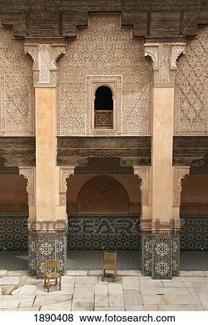 Courtyard Of Ben Youssef Medersa View Large Photo Image Stock Photo - Courtyard Of Ben Youssef Medersa. Fotosearch