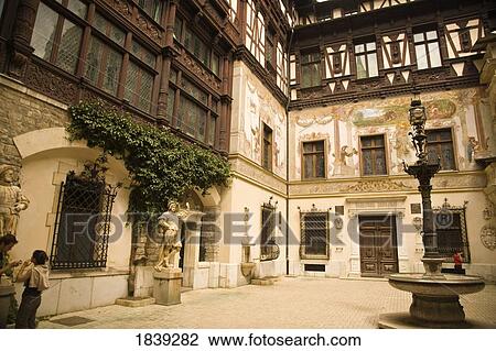Courtyard Of Peles Castle; Sinaia, Romania View Large Photo Image Stock Image - Courtyard Of Peles Castle; Sinaia, Romania. Fotosearch