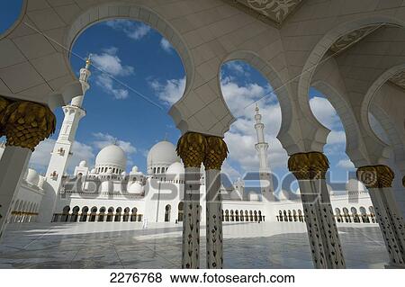 Courtyard Of The Sheikh Zayed Grand Mosque, Abu Dhabi, United Arab Emirates View Large Photo Image Stock Photo - Courtyard Of The Sheikh Zayed Grand Mosque, Abu Dhabi, United Arab Emirates. Fotosearch