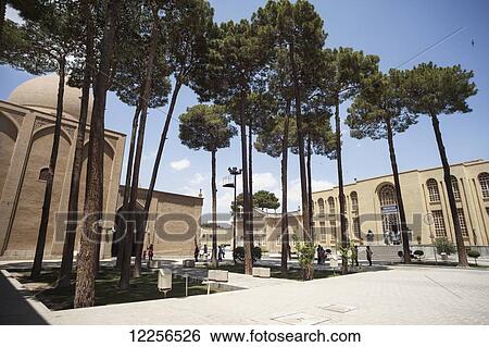 Stock Photograph - Courtyard of Vank Cathedral, (museum on the right), Armenian Quarter; Isfahan, Iran. Fotosearch