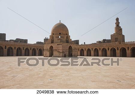 Stock Photo - Courtyard With Domed Ablution Fountain Of Ibn Tulun Mosque, Cairo, Al Qahirah, Egypt. Fotosearch