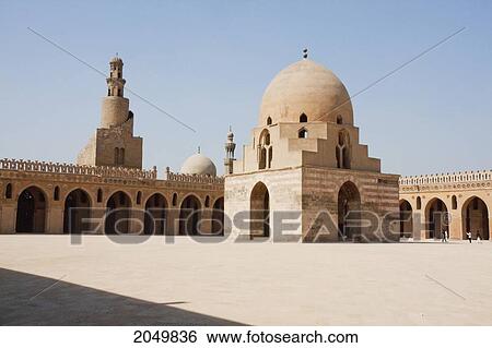 Stock Photograph - Courtyard With Domed Ablution Fountain Of Ibn Tulun Mosque, Cairo, Al Qahirah, Egypt. Fotosearch