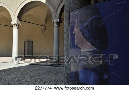 Courtyard With Image Of Ludovico Il Moro, Castello Sforzesco ( Sforza Castle ), Milan, Italy View Large Photo Image Picture - Courtyard With Image Of Ludovico Il Moro, Castello Sforzesco ( Sforza Castle ), Milan, Italy. Fotosearch