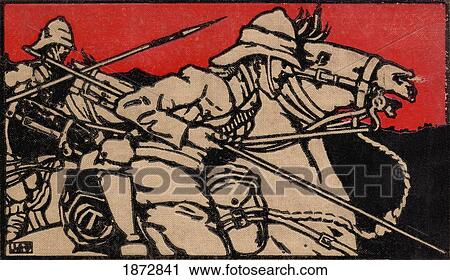 Stock Image - Cover Illustration Of British Lancers From South Africa And The Transvaal War, By Louis Creswicke, Published 1900.. Fotosearch