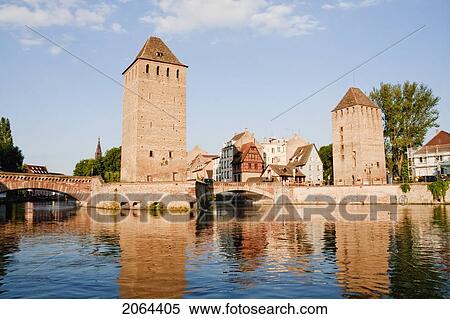 Covered Bridges With Medieval Watchtowers, Strasbourg, France View Large Photo Image Stock Photography - Covered Bridges With Medieval Watchtowers, Strasbourg, France. Fotosearch