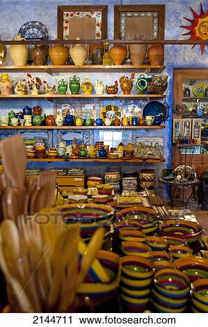 Stock Image - Crafts For Sale At Alfareria Ferran Segarra, Miravet, Tarragona, Spain. Fotosearch