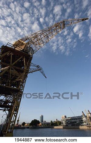 Stock Photo - Cranes in Puerto Madero, Buenos Aires, Capital Federal, Argentina. Fotosearch