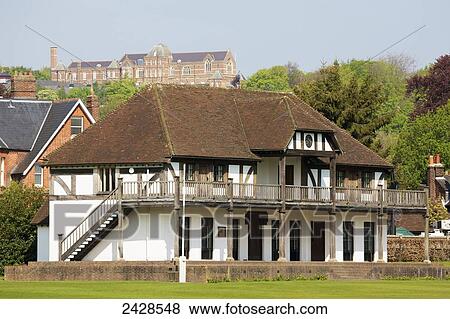 Stock Photo - Cricket pavilion, Winchester College; Winchester, Hampshire, England. Fotosearch