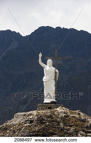 Cristo De Las Nieves (Christ Of The Snows) Statue, Huascar View Large Photo Image Stock Photo - Cristo De Las Nieves (Christ Of The Snows) Statue, Huascar. Fotosearch