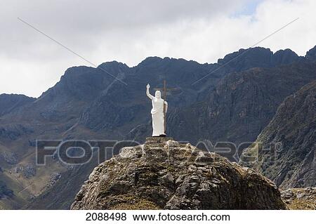 Stock Photo - Cristo De Las Nieves (Christ Of The Snows) Statue, Huascar. Fotosearch