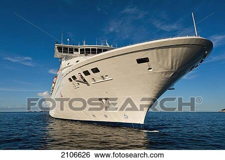 Stock Photograph - Croatia, Thomson Majesty cruise ship coming; Dubrovnik. Fotosearch