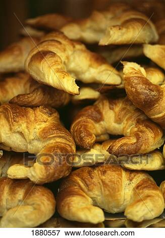 Stock Photo - Croissants Piled Up, Close-Up. Fotosearch
