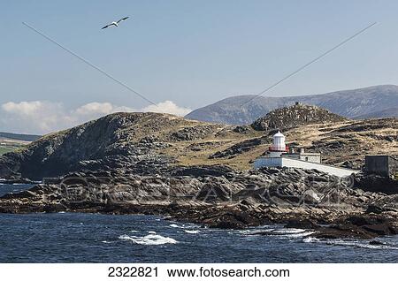 Stock Image - Cromwell Point Lighthouse; Valentia Island, Iveragh Peninsula, County Kerry, Ireland, UK. Fotosearch