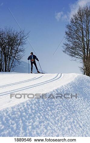 Stock Photograph - Cross Country Skiing In Obergesteln.. Fotosearch
