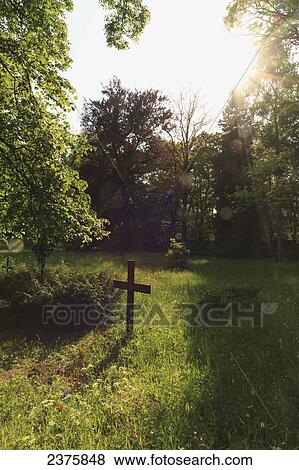 Stock Photo - Cross in the Historical Graveyard, Weimar, Thuringia, Germany. Fotosearch