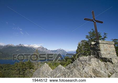 Stock Image - Cross on Cerro Campanario, San Carlos de Bariloche, Nahuel Huapi National Park, Rio, Argentina. Fotosearch