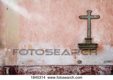 Cross On Wall; Antigua, Guatemala View Large Photo Image Picture - Cross On Wall; Antigua, Guatemala. Fotosearch